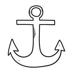 Hand drawn doodle anchor on white background.