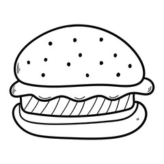 Hand drawn doodle cheeseburger or hamburger on a white background.