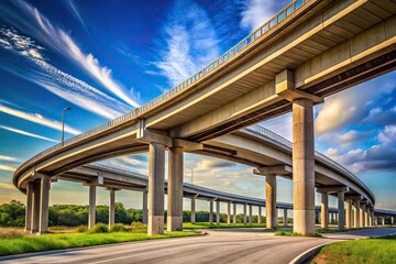 Closeup view of US highway overpass at a tilted angle