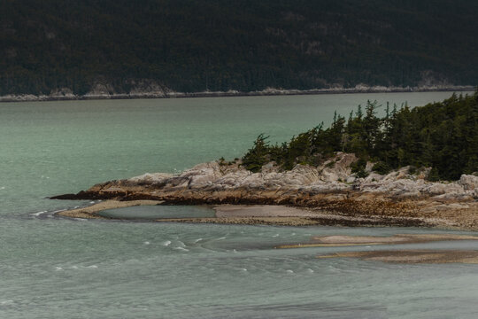 Bord d'eau en Alaska avec la rivi&egrave;re turquoise