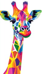 A playful Pop art giraffe with geometric spots and bright, unexpected colors