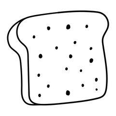 Hand drawn doodle slice of bread on white background.
