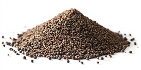 Ground Black Pepper. A Pile of Spicey Black Peppercorn Isolated on Old Object