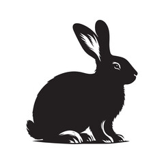  Rabbit silhouette  vector black color white background 