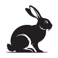 Obraz premium Rabbit silhouette vector black color white background 