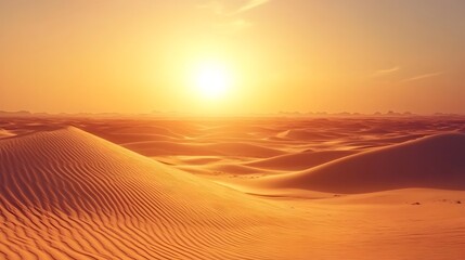 Enchanting Arabian Desert Sunset Landscape with Graceful Sand Dunes