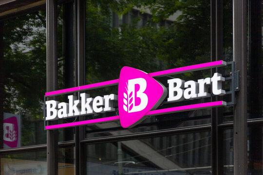 Bakker Bart sign logo above the shop entrance. Bakker Bart is the largest sandwiches lunch delivery company in the Netherlands. The Hague, the Netherlands. 2 September 2023. 