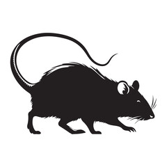  Rat silhouette  vector black color white background 