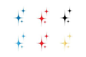 Retro futuristic sparkle icons star collection. Set of star shapes. Abstract cool shine effect sign vector design. 