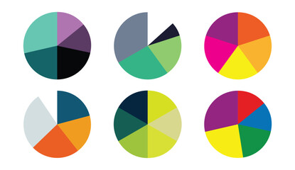 Fototapeta premium Circle pie chart. 2,3,4,5,6,7,8,9,10,11,12 sections or steps. Flat process cycle. Progress sectors.