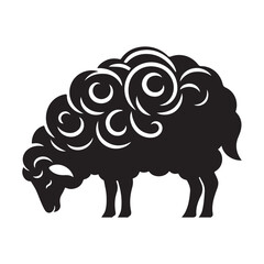 Sheep silhouette  vector black color white background 