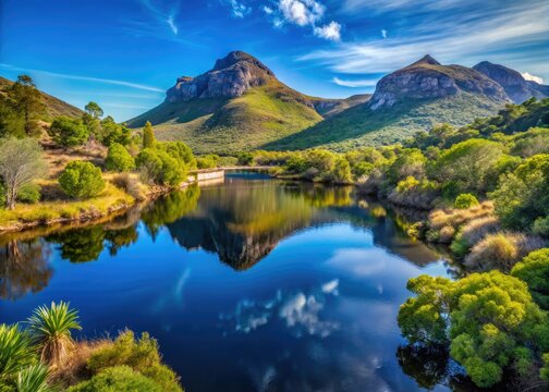Lush Nature and Dam in Silvermine Nature Reserve, Cape Town - Scenic Landscape Photography