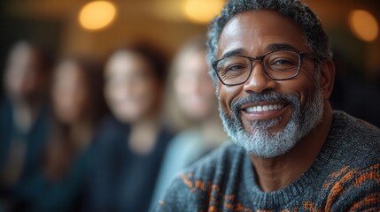 Fototapeta premium supportive group therapy session taking place in a brightly lit comfortable room individuals of diverse backgrounds engage in conversation fostering a sense of community connection and healing