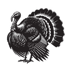 Turkey bird Silhouette vector black color white background