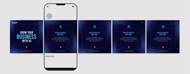 Set of carousel post for Instagram and LinkedIn, Business carousel post template for advertising, Editable social media carousel layout, template eps 10. © Graphaxil