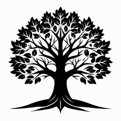 Obraz premium Oak Tree vector silhouette