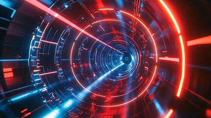 Obraz premium Radiating Neon Light Burst, futuristic flashes, Motion lights, Colorful Streaks on Dark Background