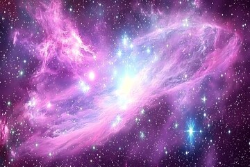 Obraz premium Soft Pastel Galaxy Watercolor Background Art