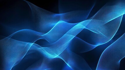 Obraz premium Abstract blue and white flowing lines on a black background.