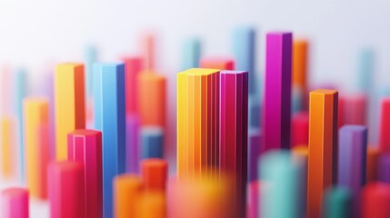 Obraz premium Colorful 3D Bar Chart Visualization Background