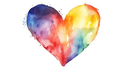 Rainbow watercolor heart isolated for modern graphic and illustration projects