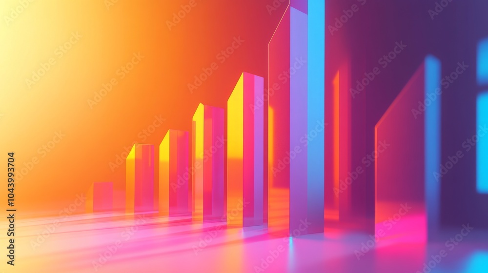 Poster abstract growth chart with colorful geometry