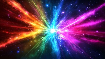 Obraz premium Radiating Neon Light Burst, futuristic flashes, Motion lights, Colorful Streaks on Dark Background