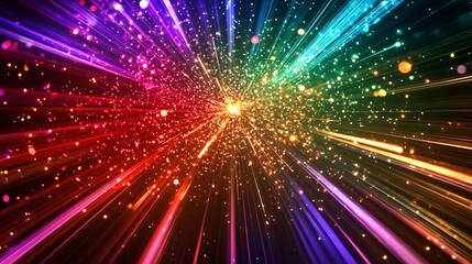 Obraz premium Radiating Neon Light Burst, futuristic flashes, Motion lights, Colorful Streaks on Dark Background