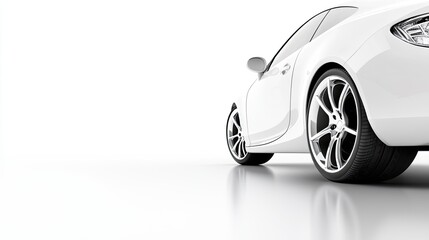 Fototapeta premium Sleek White Sports Car on White Background