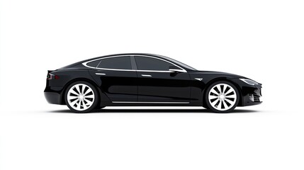 Obraz premium sleek black electric sedan profile