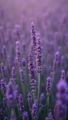 Tranquil lavender field in rich purple hues