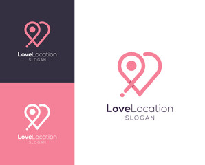 Love location logo. Love with location pin vector logo design.