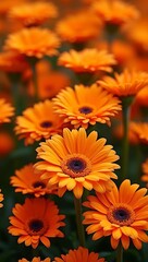Fototapeta premium Vibrant orange gerbera daisies creating a lively floral background