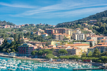 Lerici, Italy,  13 April 2022: View from above of the seaside town
