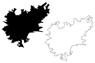 Obraz premium Durango City (United Mexican States, Mexico, Estado Libre y Soberano de Durango State) map vector illustration, scribble sketch City of Victoria de Durango map