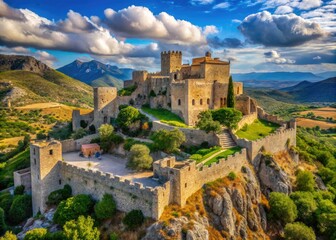 Obraz premium Medieval Chlemoutsi Castle in Kastro, Greece offers breathtaking photography that captivates travel enthusiasts and history lovers alike, highlighting its rich culture and stunning architecture.