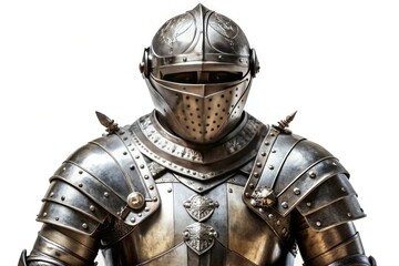 Medieval Knight Suit of Armor Isolated on White Background for Urban Exploration Photography