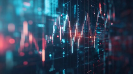 Obraz premium Digital Data Visualization and Financial Market Trends