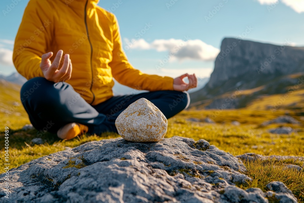 Aufkleber hyper-realistic close-up of a person meditating, showing every detail of their peaceful expression a