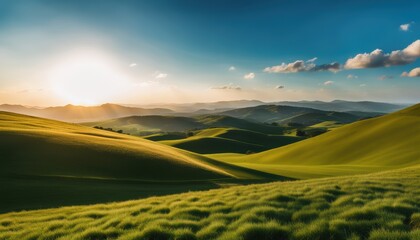 Panoramic view of endless grassy hills