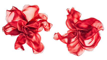 Red Silk Flowers on Transparent Background Generative AI