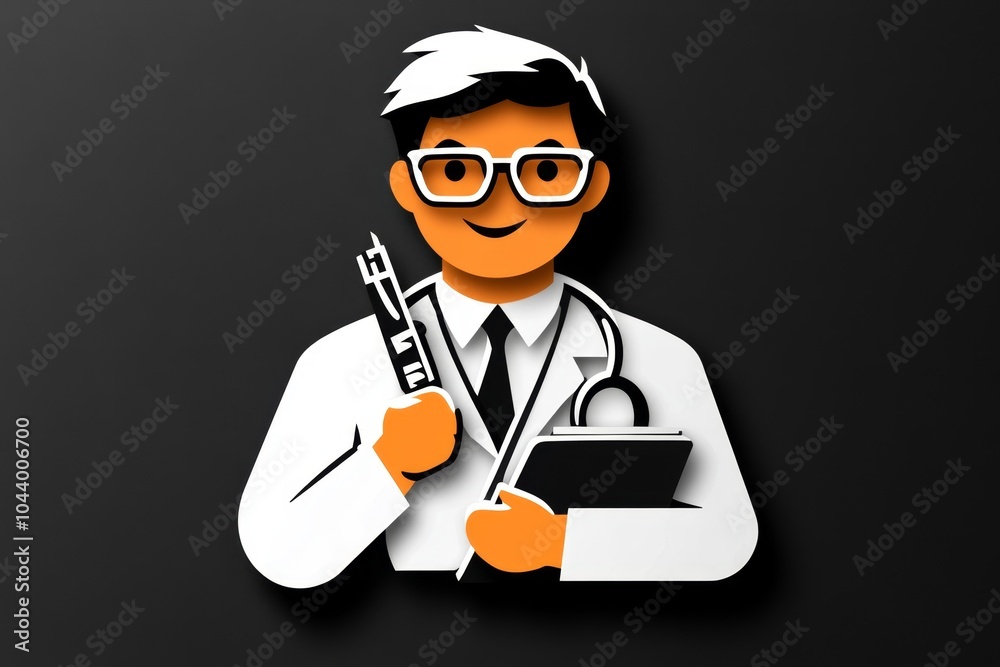 Aufkleber minimalist outline of a scientist with a notepad, capturing the essence of empirical research in a c