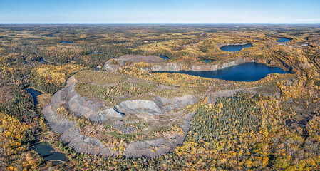 Aerial Of Northern Ontario Open Cut Mine And Tailings