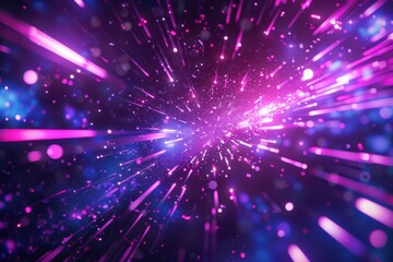 Fototapeta premium Abstract Purple and Blue Light Streaks and Glowing Particles