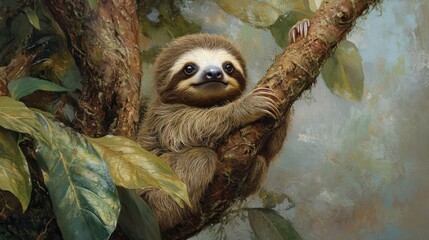 Fototapeta premium Baby Sloth in Tree in Costa Rica