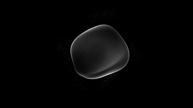 White liquid sphere of sand grains on isolated dust particle background. Abstract stereoscopic looped orb. Sphere morphing. Smooth bubble on black background. Random holographic 3d shapes 4k, 60fps.