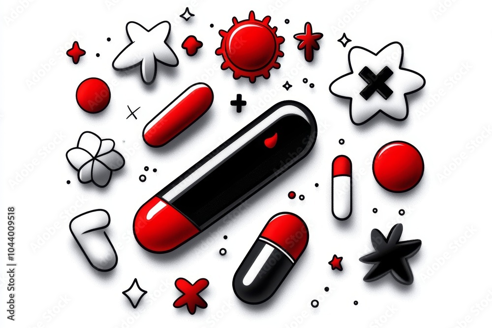 Aufkleber simple line art of platelets interacting with fibrin, illustrating the process of clot formation in 