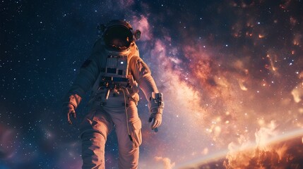 Astronaut Exploring the Mysterious Milky Way Amidst a Symphony of Celestial Wonders