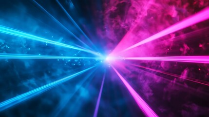 Fototapeta premium Radiating Neon Light Burst, futuristic flashes, Motion lights, Colorful Streaks on Dark Background