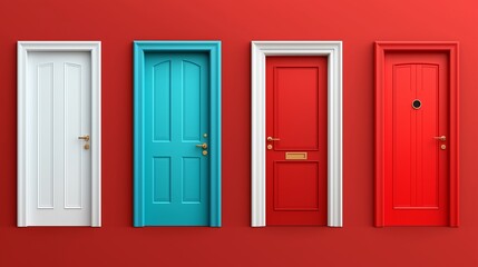 red and blue doors,generated ai
